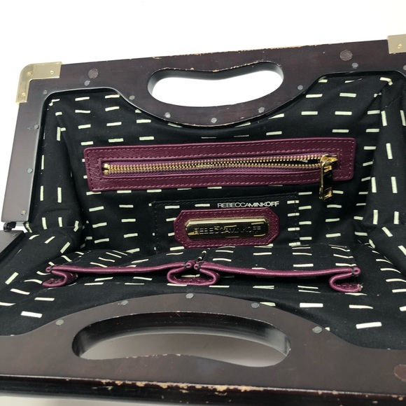 Rebecca Minkoff Lovers Clutch - Purple Red leather and wooden handle - Picture 12 of 12